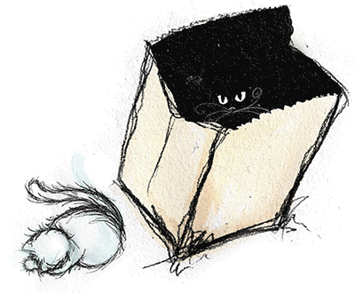 six lives animated cat in bag
