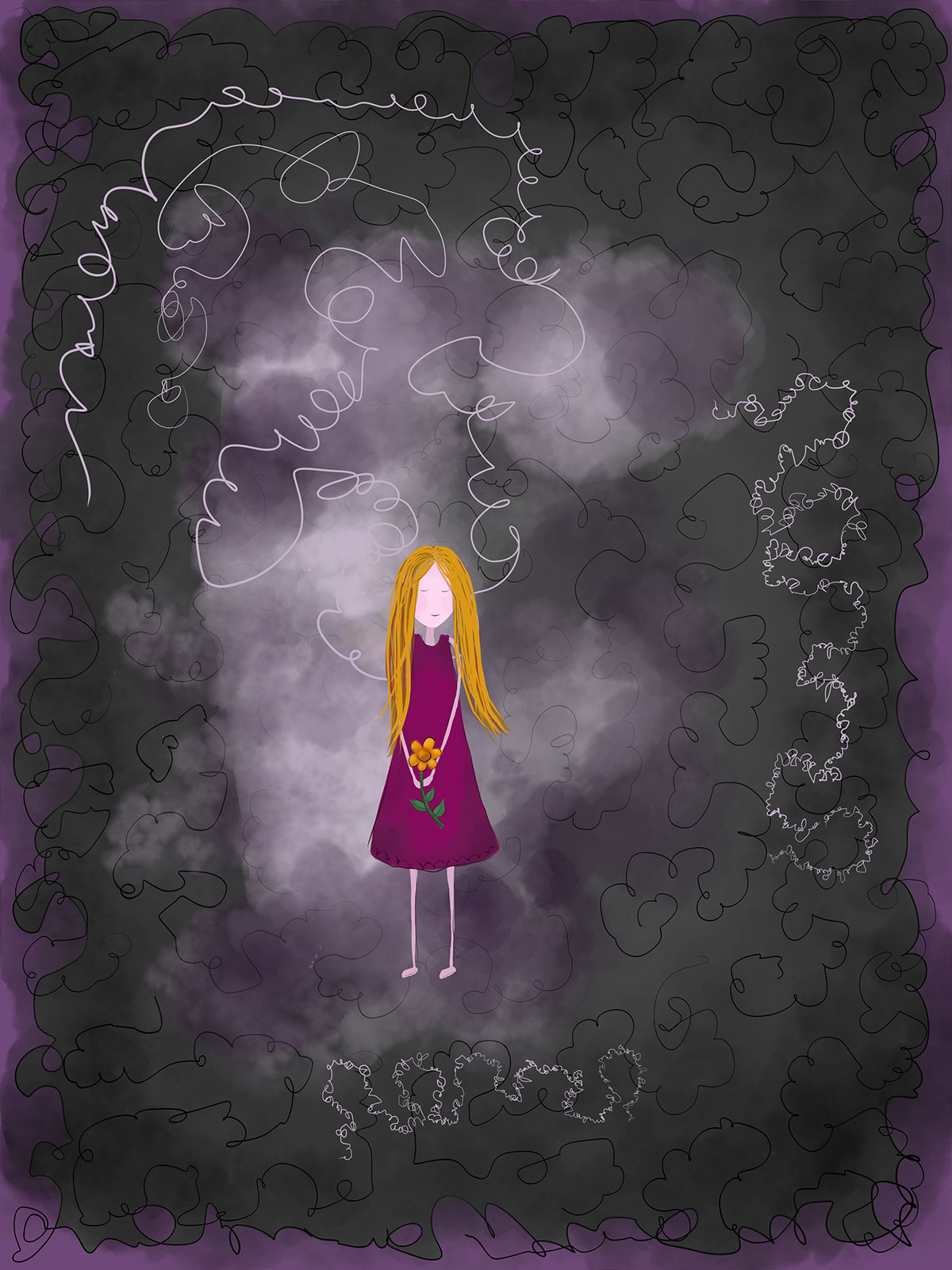  girl lost in a purple world