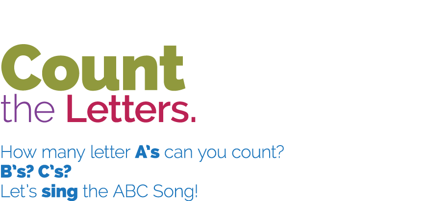 Count the Letters  How many letter A s can you count  B s  C s  Let s sing the ABC Song 